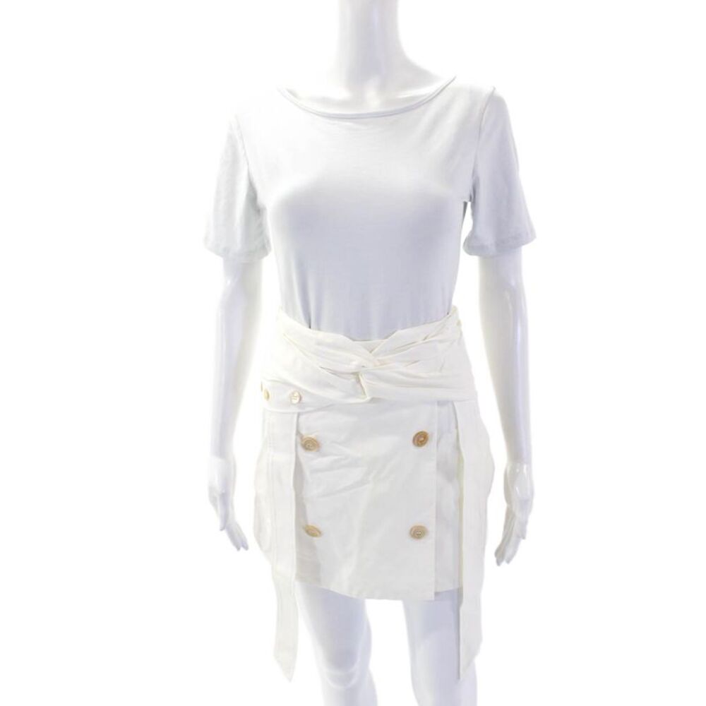 ROKH Womens Twist Front Mini Skirt - OffWhite Size 34